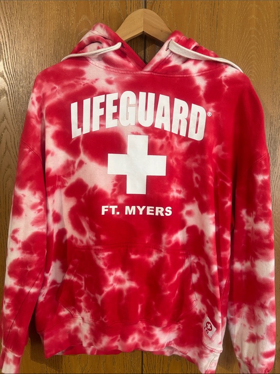 Lifeguard Tops - Lifeguard Ft. Myers Red Tie-Dye Hoodie Sweatshirt